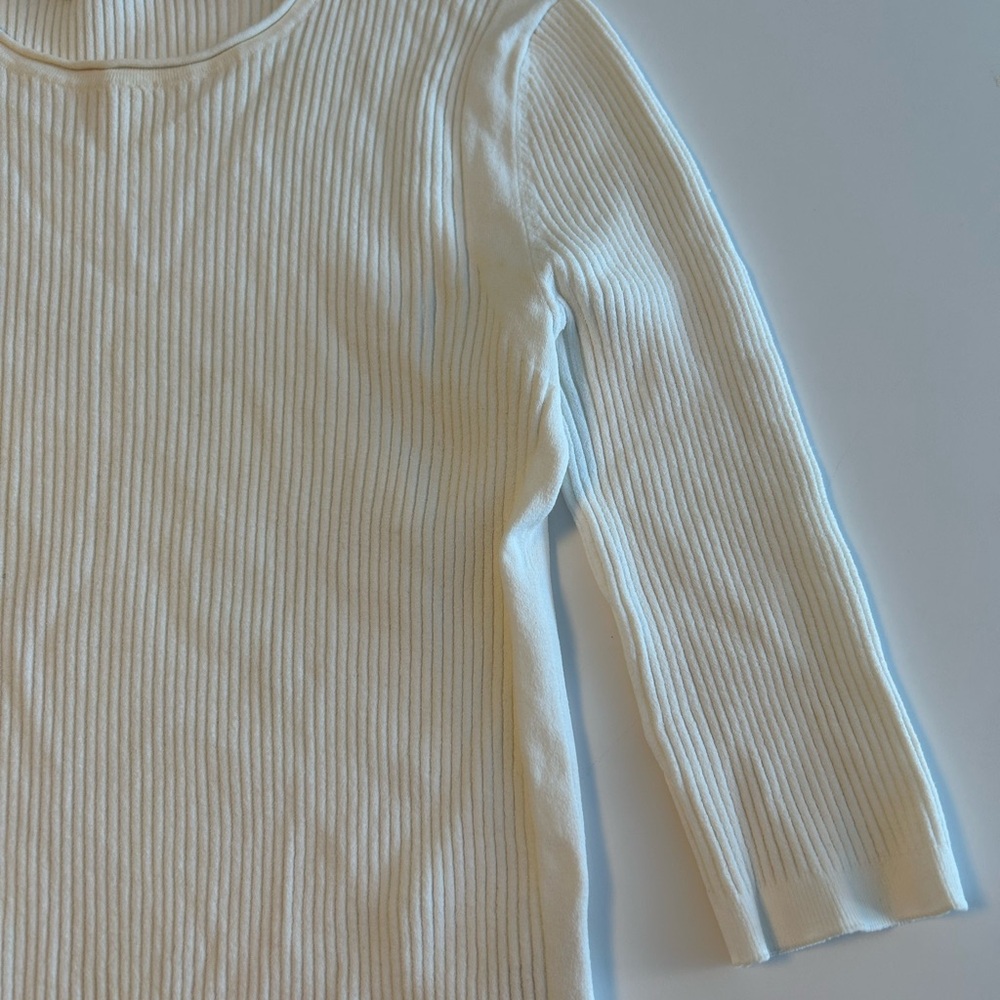 Vince Cream Ribbed Knit Top - Picture 4 of 9